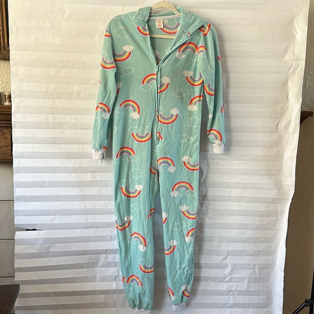 Cat & Jack Kids Footless Pajamas Pale Green Rainbow Print Sz Large
